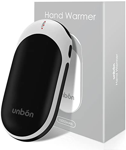 Handwärmer Elektrisch, UNBON Elektrischer Handwärmer Wiederverwendbar 2er Set, Taschenwärmer Elektrisch USB Aufladbar mit 3 Einstellbare Heizmodi für Outdoor-Sport Raynauds (Schwarz Weiß)