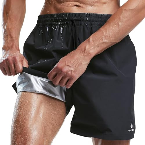 HOTSUIT Schwitzanzug Shorts Herren Schwitzhose zum abnehmen Saunaanzug Herren Shorts für Sport,MMA Boxen Schwarz 3XL