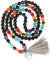 Mala Kette 108 Perlen 6 mm Edelstein Mala Armband Buddhist Gebetsperlen Mala Halskette Buddha Tibetische Rosenkranz Naturstein Schmuck mit Anhänger für Yoga Reiki Chakra Heilung (Klassisch)