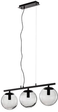 Lucande Pendelleuchte Sotiana (Retro, Vintage Antik) in Schwarz aus Glas (3 flammig E14) - Design-Hängeleuchte Esstischlampe Hängelampe Hängeleuchte Wohnzimmerleuchte