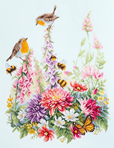 Magic Needle 130-032 ZW Rotkehlchen singen Kreuzstichset mit Zählmuster Zweigart Edition, Baumwolle, multifarbig, 31x40cm
