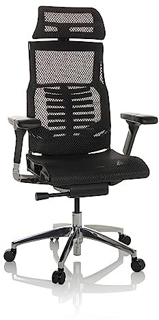 hjh OFFICE Profi Bürostuhl POFIT GEN2 Netz ergonomischer Drehstuhl mit Flexibler Lordosenstütze, Schwarz, 652284