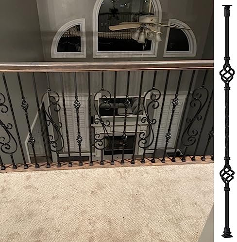 Ringhiera Per Scale Interne/ Esterni Pali per ringhiere in ferro battuto nero, parti di scale Ringhiere per ringhiere per scale fai-da-te Mandrini Ringhiera per ponte/cortile/portico/balcone, 1-50 pez
