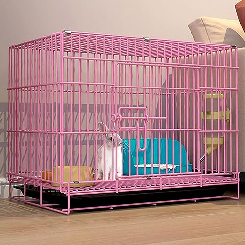 XIAOZHUANGXIONG Kaninchenstall Innen 2 Etagen, Verschlüsseltes und Verdicktes Design, Stark Belastbar und Langlebig, mit Ausziehbarer Ablage für Einfache Reinigung (Color : Pink, Size : 1 Layer)
