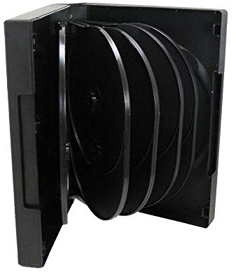 Maxtek Black 12 Disc CD/DVD/Blu-ray Case with 5 Flip Trays and Outter Clear Artwork Sleeve, 2 Pack