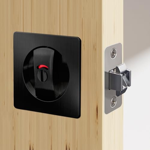 QINAIXQM Porte Coulissante Mortaise Serrure Ensembles Poignée Le style caché Encastré Poignée Loquet Intérieur Meubles en Bois Serrure de Porte Noir