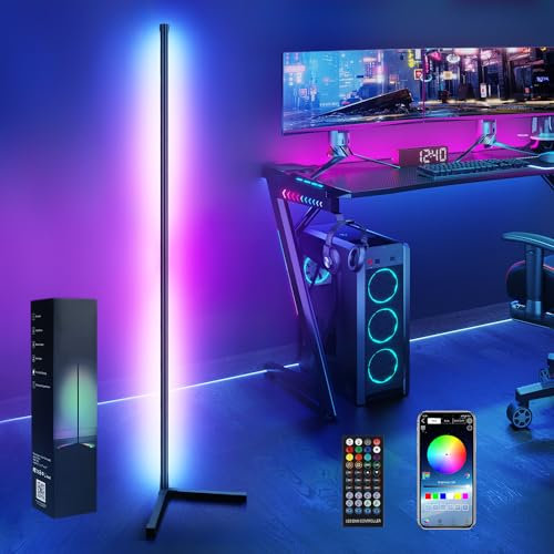 Comius Sharp Lampada da Terra LED, 160cm Piantana Lampada RGB Dimmerabile con Telecomando e APP, 16 Milioni Colori, DIY Modalità, Lampada LED da Terra per Sala Giochi, Soggiorno, Camera da letto