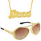 Chyuxinda 2er Gangster Sonnenbrille Disco Kette Hip Hop Rapper Kostüm Funky Afro Zubehör für 70er 80er 90er Faschingszubehör Hippie Kostüm Mottopartys Halloween