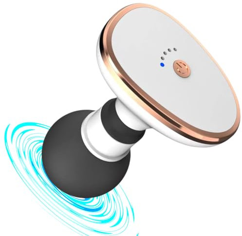 Genkigold Mini-Massagegerät, Tragbar im Taschenformat, 3200 Leise Vibrationsstufen, USB-Aufladbar, für Nacken, Rücken, Arme, Beine – zur Muskelregeneration & Schmerzlinderung, Perlweiß