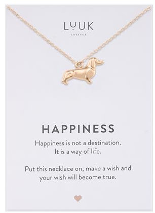 LUUK LIFESTYLE Halskette mit Hund I Dackel Anhänger, Damenschmuck, Glücksbringer, einzigartige Geschenkidee mit persönlichem Touch, Rosé