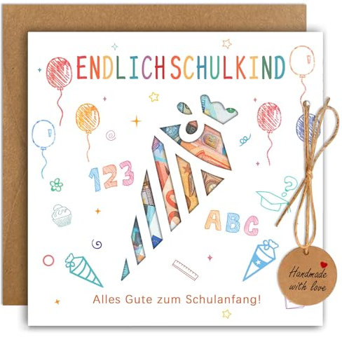 Luckeey Geldgeschenk Einschulung Verpackung mit Umschlägen, Einschulung karte Schulanfang Geschenk, Schulkind Geschenk Schultüte Füllung, Personalisierte Geschenke zur Einschulung Mädchen Junge
