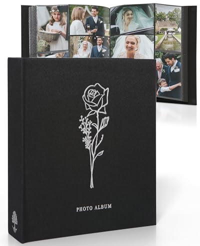 Yuforr Photo Album 10x15 600,Linen Insert Album for Landscape Photos Bilder Schwarz