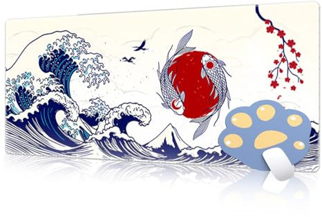 FAIRYGATE Mauspad Groß Mousepad 900x400 Anime Schreibtischunterlage Weiße Mauspad Große Schreibtisch Matte Tastatur Matte rutschfeste Gummibasis Großer Erweiterter Schribtisch Home Office B6304-L