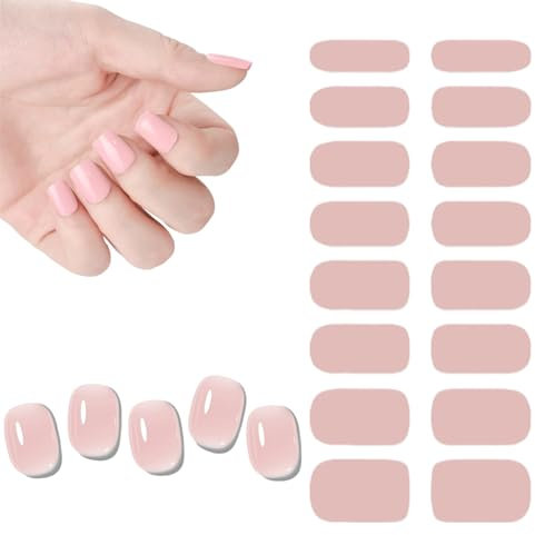 16 Pcs Nagelfolie Selbstklebend,Gel Nail Sticker Uv,Uv Nagelfolien,Nagelaufkleber,Gellack Wraps Nagel,Selbstklebende Gelfolien Halb Ausgehärtet,Nagelsticker Nagel für Valentinstag/Hochzeit/Party(Pink)