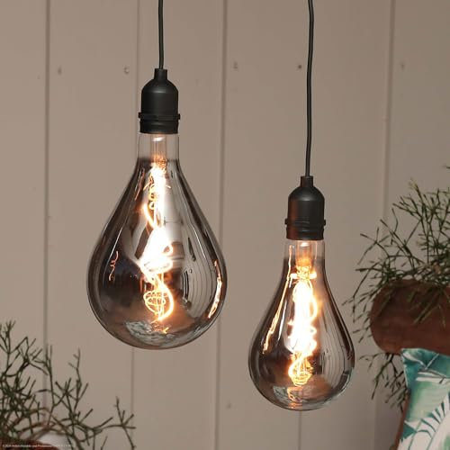 Hellum Set di 2 lampade a sospensione a batteria e timer per esterni A100 + A130 dimmerabili e telecomando, a forma di goccia 151459