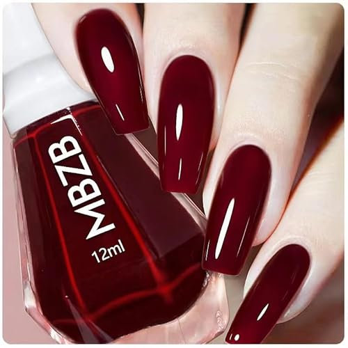 Cherry Red Nail Polish, 12ml Nail Polish is Quick-Drying, Durable, Water-Based, Low-Odor, Environmentally Friendly, Mild and Safe, And can be used for Nail art and Diy Nail Polish at Home