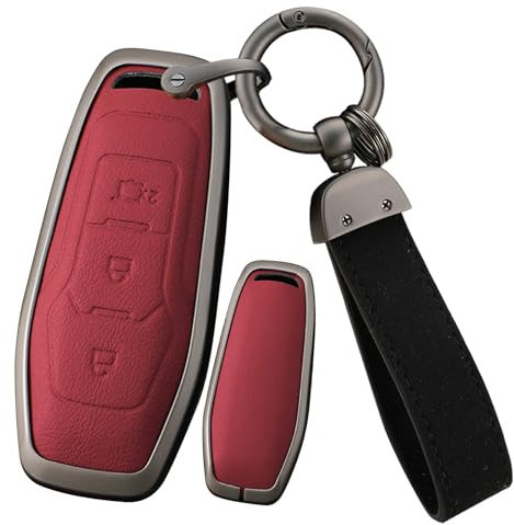 ontto Coque de clé à télécommande Étui Convient pour Ford Focus 4 ST Mondeo 5 MK5 Mustang F-150 Explorer Edge Fiesta Kuga MK3 4 Clé de voiture Porte-clés Accessoire de voiture 3 boutons A Rouge