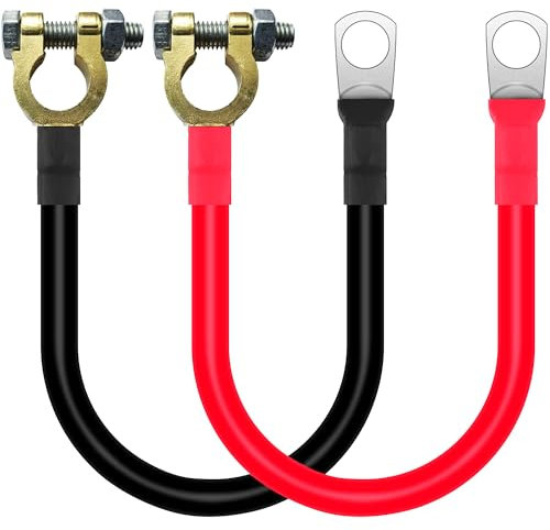 BOTEWO 50cm Batteriekabel mit Klemmen: 16mm² 2AWG Batterie Wechselrichter Kabel Batteriekabel 12V-24V für Auto LKW Motorrad Marine, Rot + Schwarz