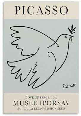 Pablo Picasso Poster, Motiv: Friedenstaube von Pablo Picasso, Kunstdruck, Wandgemälde, Leinwandposter, moderne Schlafzimmer-Dekoration, 30 x 45 cm