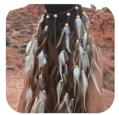 IYOU Boho Feder Stirnbänder Braun Hippie Kopfschmuck Quaste Indien Haarband Maskerade Zigeuner Haarschmuck für Damen