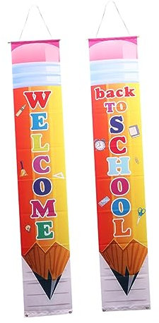 CORHAD Heimkehr-Vorhang Zurück zur Schuldekoration willkommener schultürvorhang Büro-Willkommens-Ammer Anzeigebanner für die Tür des Klassenzimmers Schultürvorhang zurückgeben Yellow