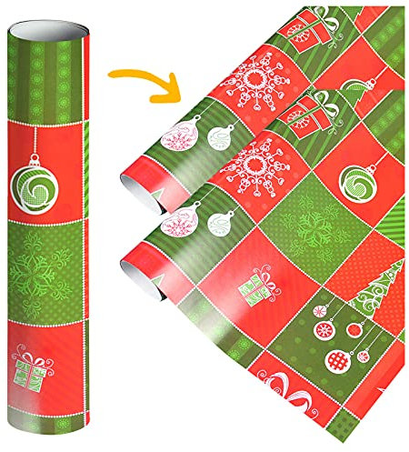 FGUUTYM 2 Stück (75 cm x 51 cm, 4,11 Quadratfuß) einseitiges Weihnachtsgeschenkpapier, klassischer Weihnachtsmann und andere Muster Geschenkpapierbögen Für Gelegenheiten (L, One Size)