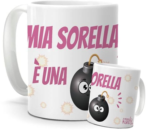 mundohuevo Tazza regalo sorella sei incredibile | Regali originali e divertenti per sorelle, Natale e compleanni | Tazza per caffè e colazione | 350 ml.