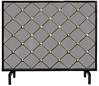 LMAYYLD Kaminschutz, eleganter Kaminschutz, Schlichtes Design, freistehend, großer Funkenschutz aus massivem Eisen, kindersicher, für Kaminofen, Schwarz It's so Kind of You