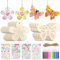 Kisvic 40 Stück Bastelset Kinder Schmetterling und Blume, Basteln Kindergeburtstag mit Aquarellstift, DIY Edelsteinaufkleber Deko Schnur für Geburtstag Basteln Kinder