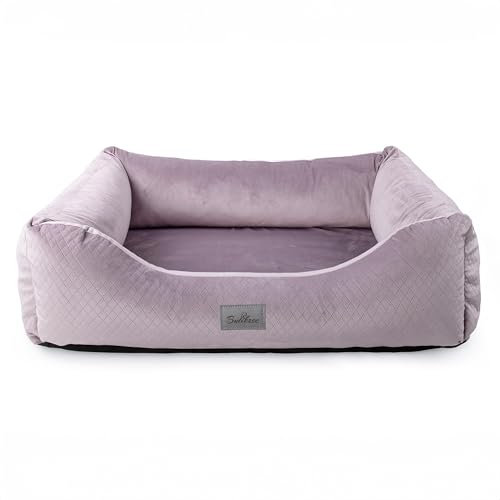 BOUTIQUE ZOO Exclusive Hundebett | Hundeliege, Hundekörbchen mit Kissen | Hundesofa für große Hunde | Große: XL - 100 x 79 x 22 cm | Farbe: Velvet Rosa