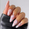 24pcs Long False Nails Almond Press on Nails Pink Fake Nails Cherry Flower Stick on Nails Removable Glue-on Acrylic Full Cover Nails Women Girls Nail Art Accessories