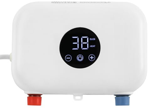 Mini scaldabagno elettrico, scaldabagno istantaneo, piccolo scaldabagno istantaneo per bagno, cucina, intervallo di temperatura da 30 a 55 gradi (bianco, 22 x 5,3 x 15 cm)