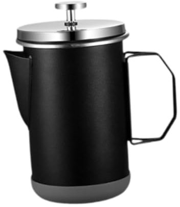 JISADER Caffettiera a Stantuffo Caffettiera a Stantuffo 1000ML Acciaio Inossidabile Caffettiera a Stantuffo Teiera Teiera per Cucina da Viaggio, Nero