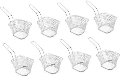 Ciieeo 8 Uds Cesta Para Freír De Acero Inoxidable Filtros Para Freidora De Aire Para Cesta Soporte Para Patatas Fritas Cestas Para Freír Red Mini Freidora Freidora De Aire Colador De