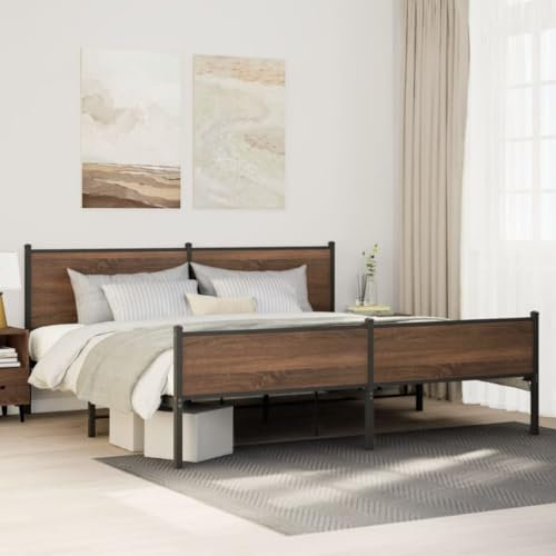 Generisch Metallbett ohne Matratze Eichen-Optik 193x203 cm,jiangboyue-3301417