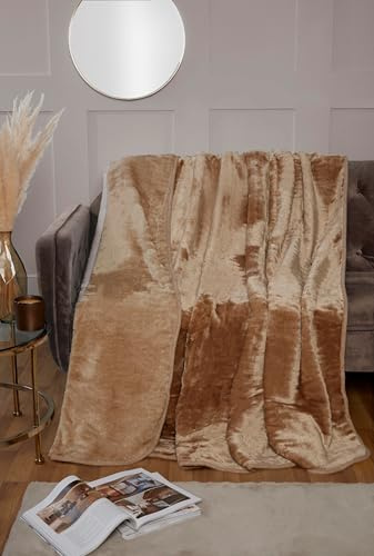 Rapport Home Luxury Dyed Mink Throw Blanket (200 x 240 cm) Latte
