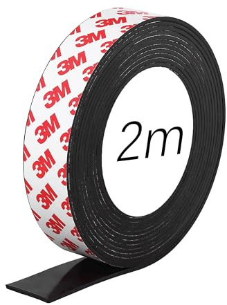 Strehknewen Imanes adhesivos, tira magnética autoadhesiva con fuerte poder adhesivo, extra gruesa y más ancha, fácil de cortar para aplicaciones versátiles (3 cm * 2 mm * 2 m)