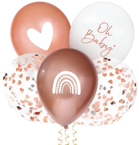 24 Stück 4 Design Babyparty Luftballons Deko Boho Oh Baby Shower Helium Ballons Dekoration Geschenk für Gender Reveal Geschlecht Verkündung Party Zubehör Partydeko