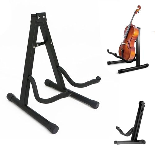 LMSAWK Supporto per Chitarra Universale, Appoggio Stand per Chitarra Acustica, Treppiede Chitarra Portable A-Frame, per Chitarra Elettrica, Basso, Violoncello, Banjo, Mandolino, Nero