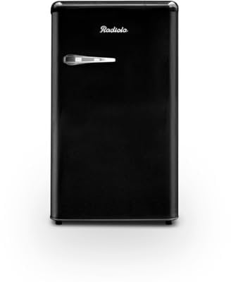 Radiola Frigorífico Vintage de Libre Instalación, 88L, Bajo Consumo, 40dB, Congelador 12L, Iluminación LED, Compacto y Elegante, Diseño Retro, Negro (Negro 2025)