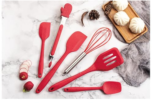 Tousiyra Christmas Silicone Spatula, Set of 6, Christmas Silicone Baking Spatula, Christmas Kitchen Utensils Baking Supplies for Cooking, And Decorations,red
