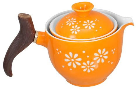 Cabilock tetera de ceramica tetera de hoja de té Malla té verde viajar tetera portátil tetera china tetera de cerámica jarra de té de cerámica teteras para té suelto cafetera Madera Orange