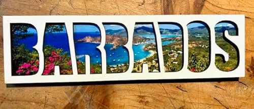 Barbados Souvenir, Barbados Wooden Magnet with Lettering, Barbados Fridge Magnet, Barbados Gift, Travel Keepsake from Barbados 220125