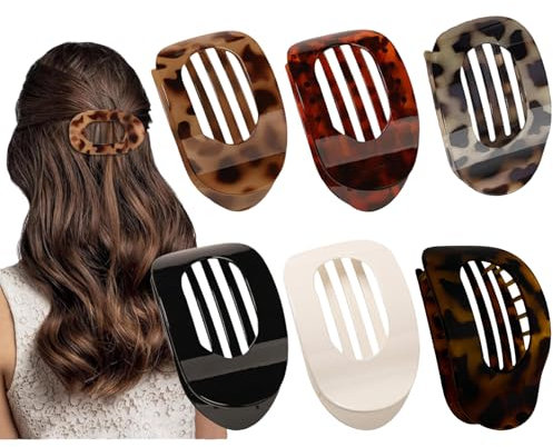 AYNKH 6 Piezas Pinzas Planas para el Pelo Mujer, Pinza para el pelo con Diseño Curvo y Pinza Plana, Accesorios de Fijación Fuerte para Mujeres y Niñas