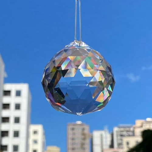 Toowood 40 Stück Sonnenfänger Kristall, 20mm Prisma Kristall, Kristalle zum Aufhängen, Fenster Ornament Handwerk Deko, Kronleuchter Anhänger, Lichtfänger Kugel für Zuhause und Handwerksprojekte