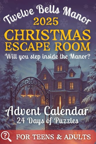 Escape Room Advent Calendar Puzzle Book – 24 Riddles & Challenges | Daily Christmas Countdown Logic Puzzles for Adults & Teens | Includes Hints & Solutions