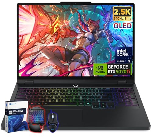 Lenovo Legion Pro 5i Gaming Laptop, NVIDIA RTX 5070Ti 12GB GDRR7, 16 2560x1600 240Hz OLED Display, Intel Ultra 9 275HX (5.4GHz), 64GB DDR5 5600MT/s, SSD 2 TB, Wi-Fi 7, Windows 11 Pro, Accessori