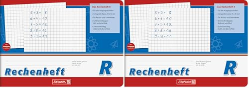 BRUNNEN Rechenheft | A5 quer, Lineatur R, 16 Blatt, blau (Packung mit 2)