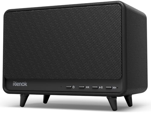 RIENOK Enceinte Bluetooth, 40W Enceinte Puissante, Tweeter et Woofer 24H, Haut Parleur Bluetooth 5.3, Port Clé USB, AUX et TF Carte, 64Go, Appels Mains Libres, pour Maison, Fêtes Soirées, Noir