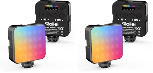 LED Videoleuchte, Rollei Lumis Mini RGB Kamera Licht 360 Farben 2500~9000K CRI 95+ Fotolampe Dauerlicht Fotografie Professionelle mit Akku für Makro Aufnahmen Produktfotografie und YouTube Vlogs